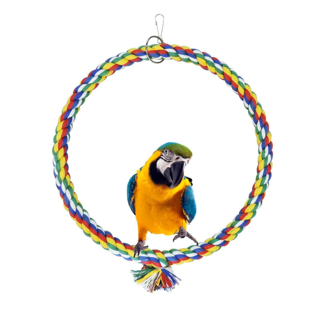 Andiker Bird Swing, Cage Hanging Toys Cotton Rope Swing Bite Resistance Perches Toy Parrot Toy Boredom Breaker for Budgie, Cockatiels, Conures, Finches, Small Parakeets (L 25cm) L 25cm - PawsPlanet Australia