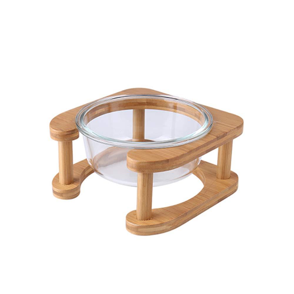 Glass Elevated Dog Bowls Raised Cat Food Bowls Pet Food Water Feeder with Bamboo Stand for Cats and Small Dogs-480ML/16.2oz… Single bowl Clear - PawsPlanet Australia