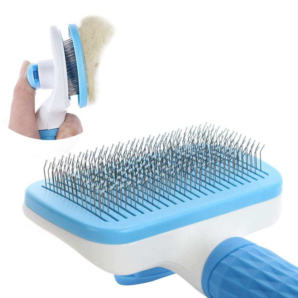 Guokoo Dog Comb Brush,Slicker Pet Grooming Brush, Gently Reduces Shedding and Tangling for All Hair Types,Great for Dogs and Cats With Medium Long Hair(Blue) Blue - PawsPlanet Australia