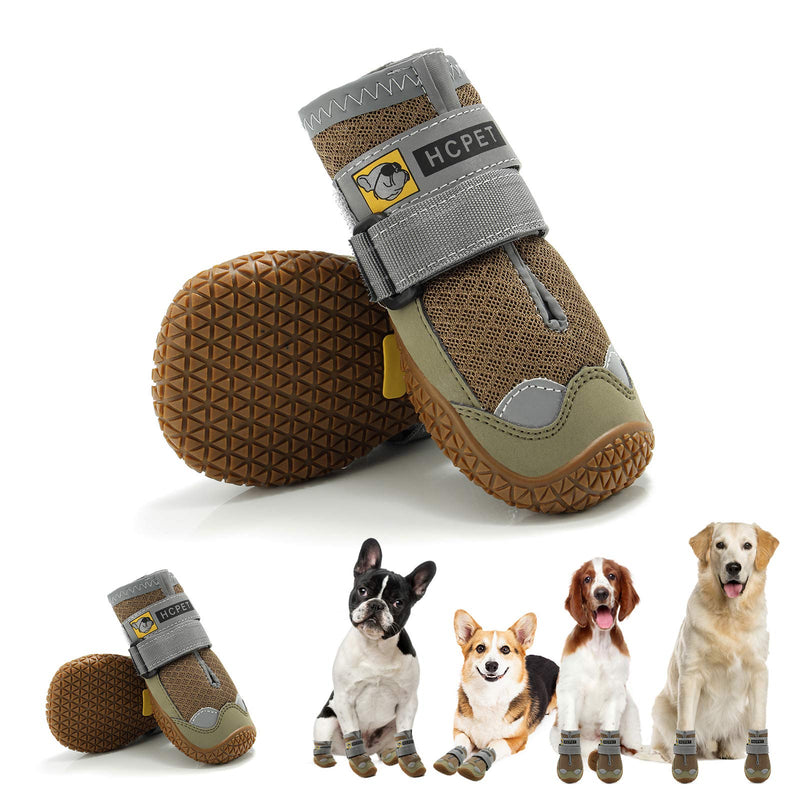 Hcpet Dog Boots Breathable Dog Shoes for Small Medium Large Dogs, Anti-Slip Puppy Booties Paw Protector with Reflective Straps 4Pcs 2.4x1.6 Inch (Pack of 4) Army Green - PawsPlanet Australia