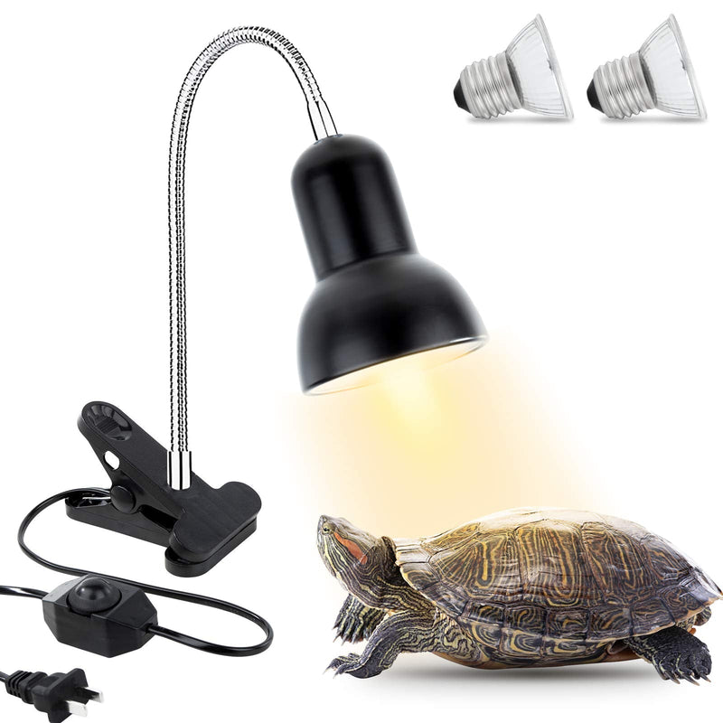 Geegoods Reptile Heat Lamp, Clamp Lamp for Aquarium Adjustable Light and Temperature with Holder UVA UVB Basking Lamp with 360°Rotatable Clip for Turtle Snake Aquarium(2 Pack Bulb Include) UK Plug - PawsPlanet Australia