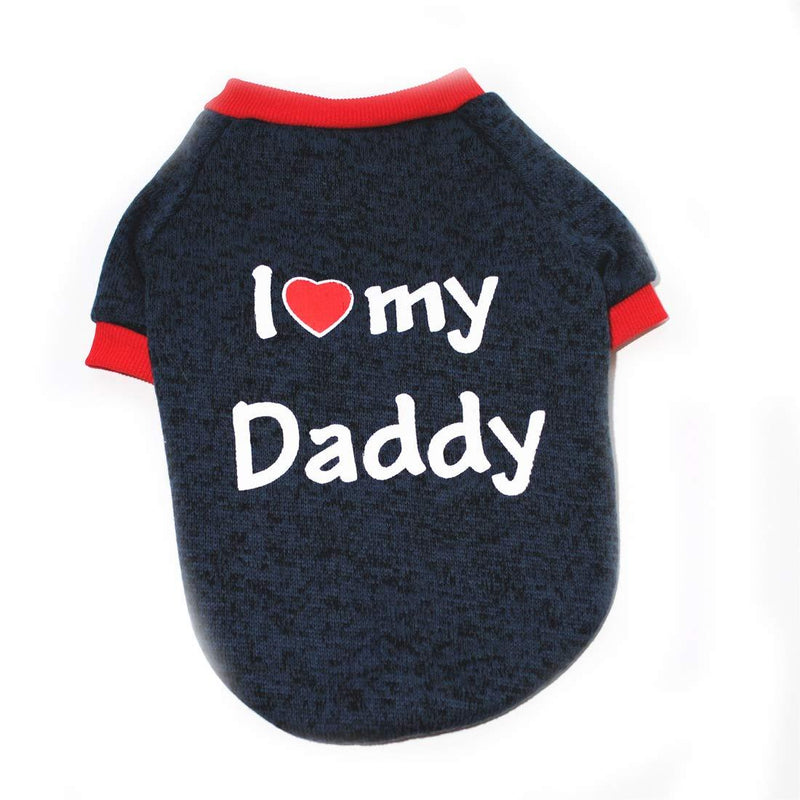 N / A Pet Winter Clothes, Fleece Dog Warm Coats Love Daddy Pet Clothing for Cats Puppy Small Dogs (S, Dark Blue) S Dark Blue Love Daddy - PawsPlanet Australia