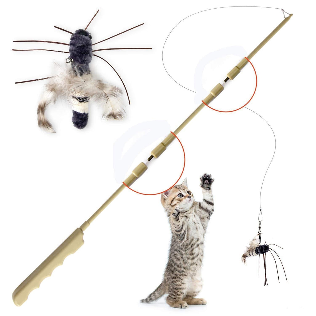 ALL FOR PAWS Assemblable Funny Cat Teaser With Simulation Fly, Cat Toys Wand Charmer Wand Funny Cat Stick Sea Rod Like Cat Feather Playing Toy Pet Companion Toys - PawsPlanet Australia