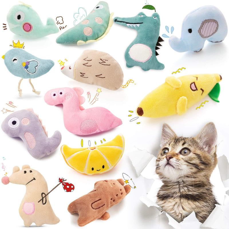 [Australia] - Skylety 12 Pieces Catnip Toys Cute Interactive Plush Catnip Cat Toy Cat Catnip Toys Set for Cat Kitten Indoor and Outdoor Entertaining Birthday Halloween Christmas Holiday Presents for Kitten 