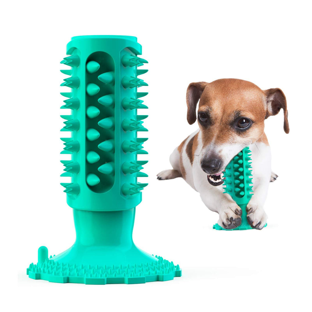 Sfuzwg Dog Chew Toys Dog Toothbrush Dog Brushing Stick For Teeth Cleaning Chewing Bones with Suction Cup Durable Natural Rubber for Large/Medium/Small Dogs, Blue - PawsPlanet Australia