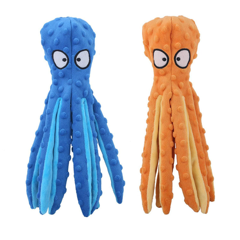 JINYJIA Plush Squeaky Dog Toys, Soft Durable Octopus No Stuffing Dog Chew Toy Set with Sound Paper and Squeaky, for Puppy Small and Medium Dogs - (2 Pack, 32cm) - PawsPlanet Australia