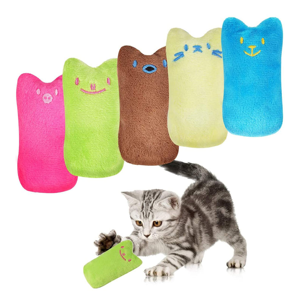 123 Life Cat Catnip Toys, Interactive Plush Cat Toys, 5Pcs Catnip Chew Toy, Soft Plush Cat Pillow for Cat Kitten Teeth Cleaning Playing Chewing - PawsPlanet Australia