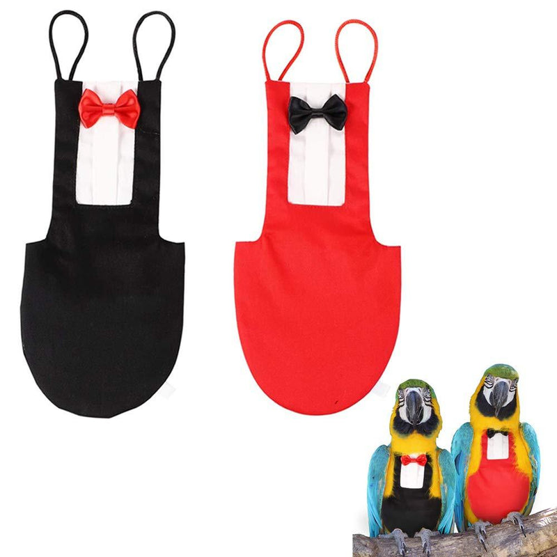 ASOCEA 2 Pack Bird Diaper Parrot Flight Suit Reusable Parrots Nappies with Bowtie Decor Pet Clothes for Budgie Parakeet Cockatiel Cockatoo African Macaw Wedding Anniversary Christmas Birthday Party - PawsPlanet Australia