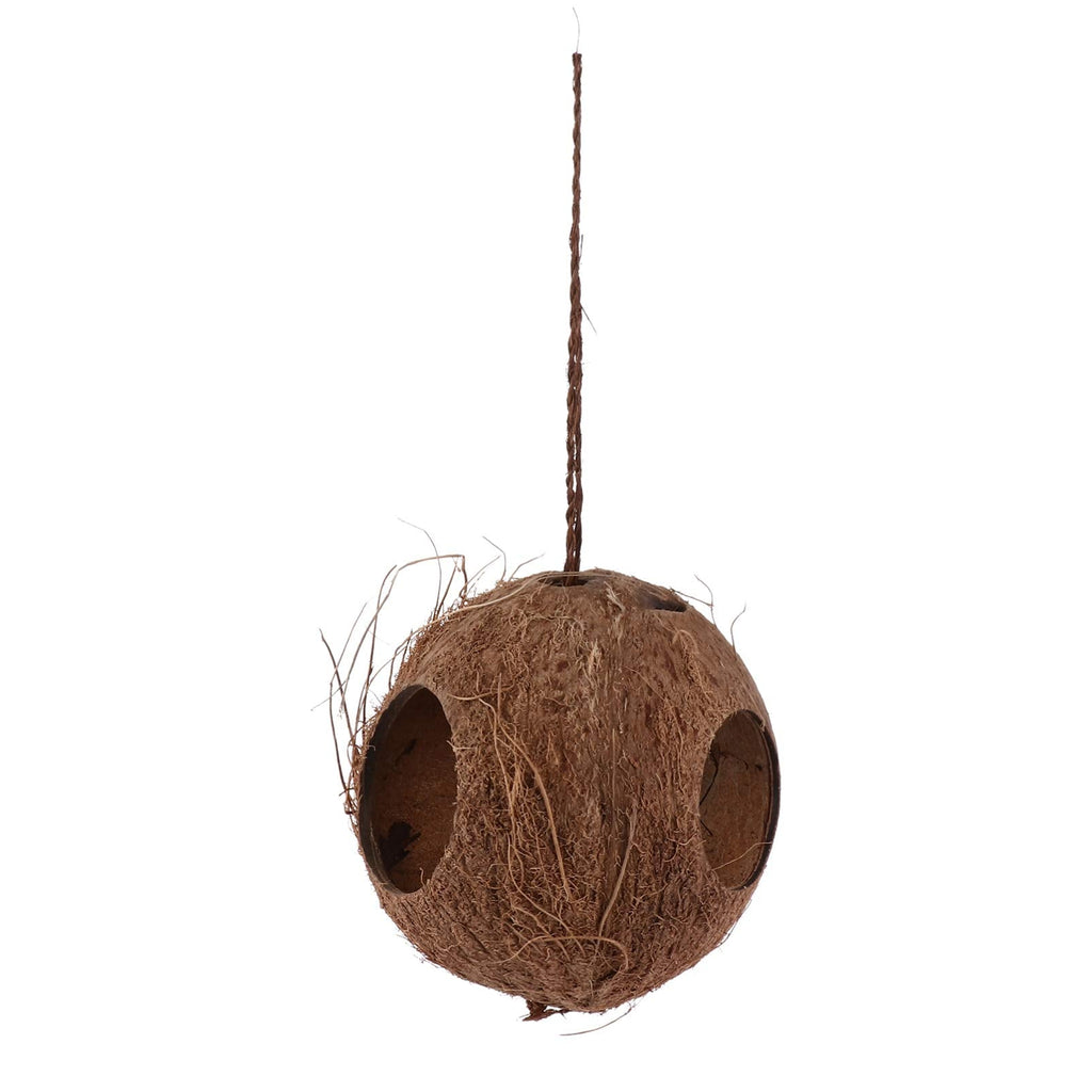 POPETPOP Bird Hut Nesting- Durable Shell Natural Hanging Triple Holes Reptile House Birdhouse Finch Hut Cave Habitat for Lizard Parrot - PawsPlanet Australia