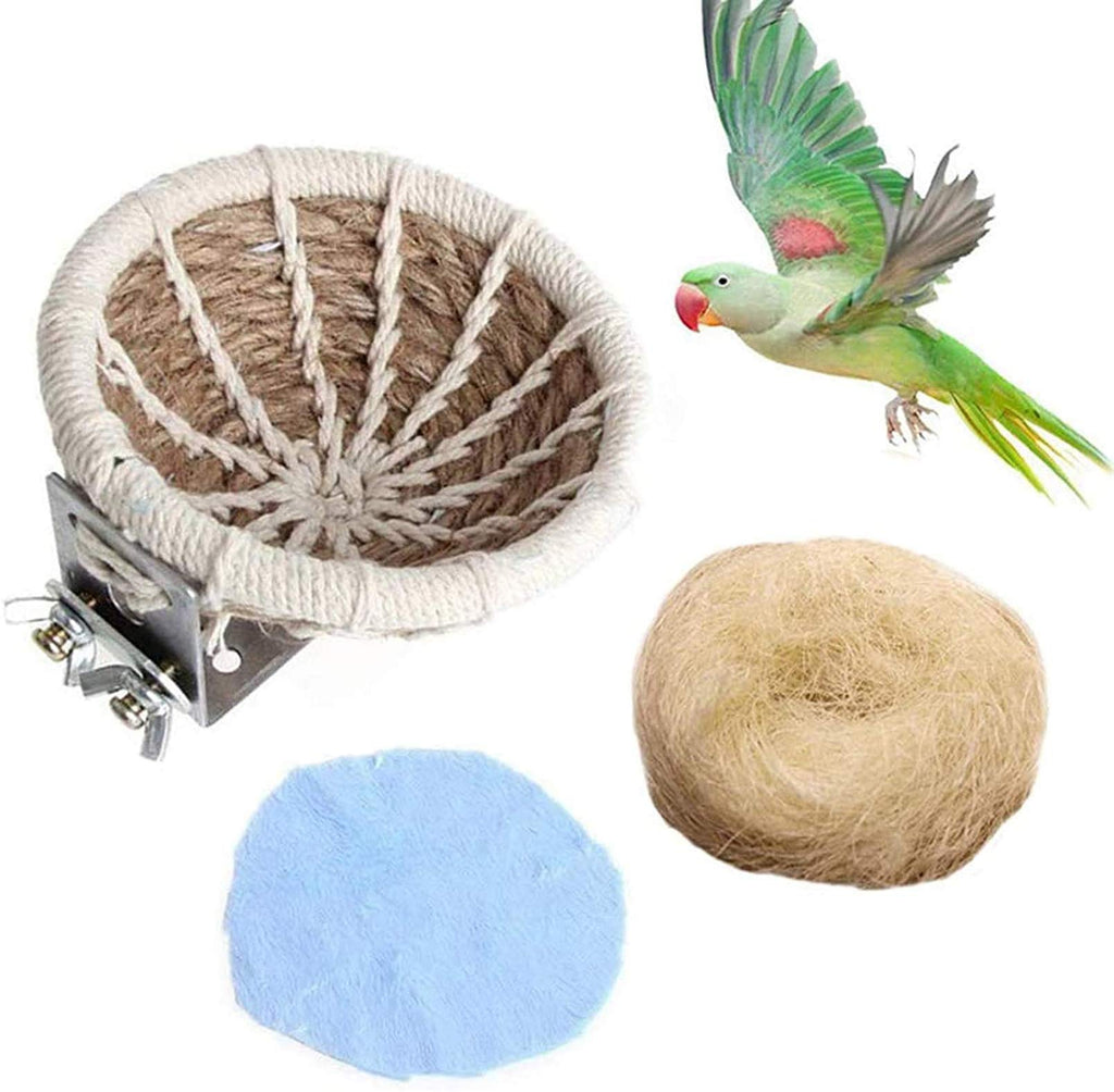PINVNBY Bird Nest Hemp Rope Weave Parakeet Breeding Nest Bed Small Parrot Cage Hatching Nesting Box with Flannel for Budgie Cockatiel Lovebird - PawsPlanet Australia