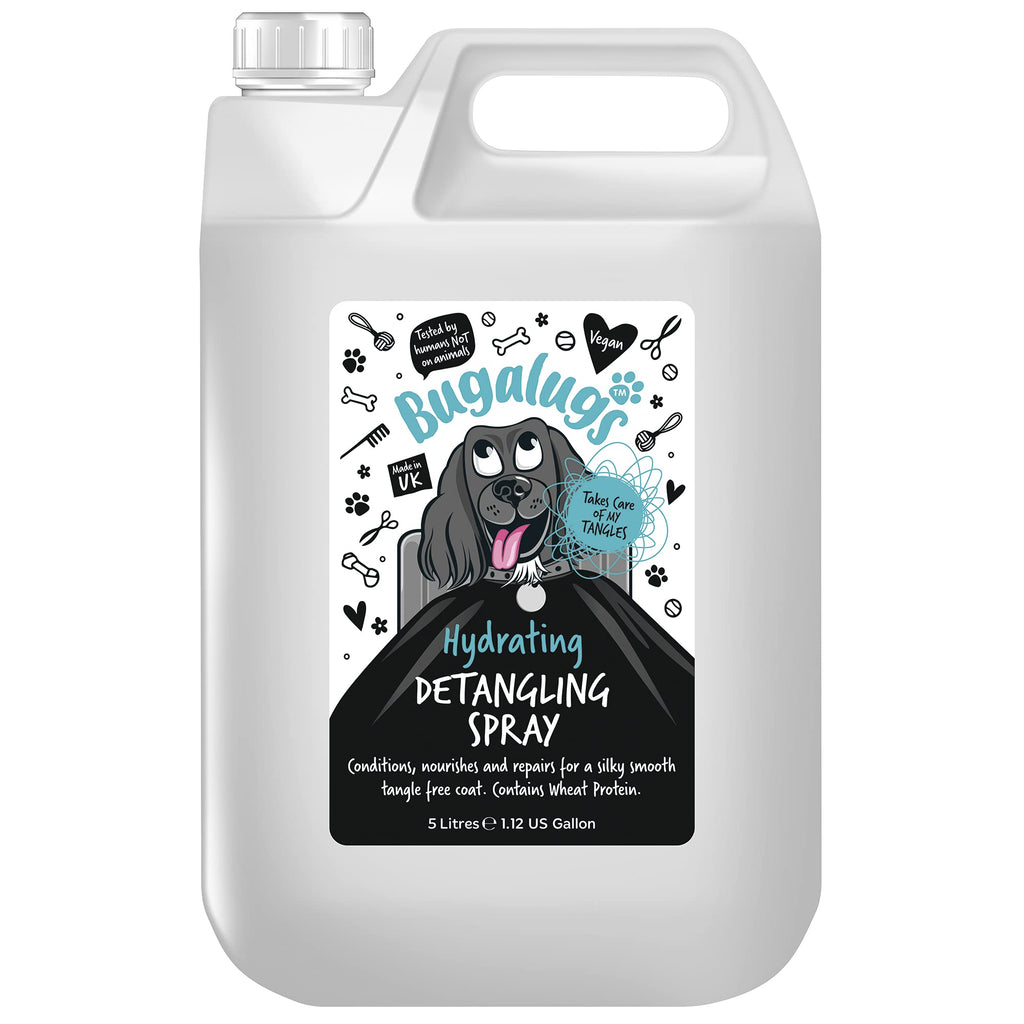 BUGALUGS Dog Detangler Spray - leave In conditioner spray for de matting. No tangles. Professional dog grooming formula contains Wheat protein. Pet detangling spray knot removal (5 Litre) 5 Litre - PawsPlanet Australia