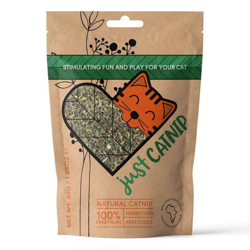 Just Catnip – 100% Natural Catnip for Cats, Grown in South Africa | Sustainably Farmed and Ethically Cultivated Cat Toy & Cat Treat | The Perfect Cat Nip Gift for Eco-friendly Animal Lovers! Catnip (30g) - PawsPlanet Australia