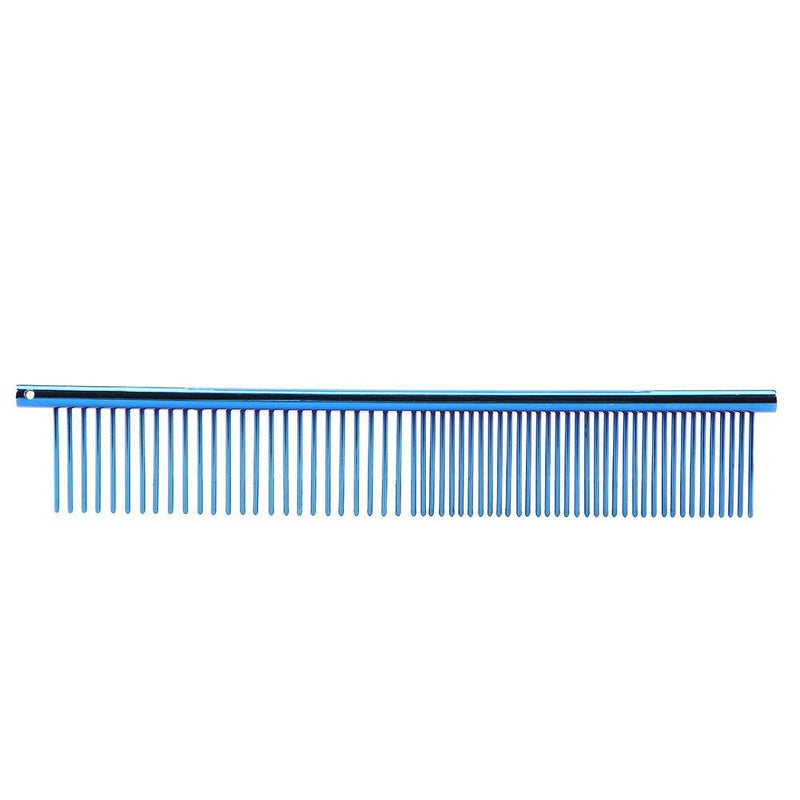 Oumefar Pet Hair Row Comb Stainless Steel Cat Hair Trimmer Comb Dog Grooming Deshedding Tool with Different Spaced Rounded Teeth(Blue) Blue - PawsPlanet Australia