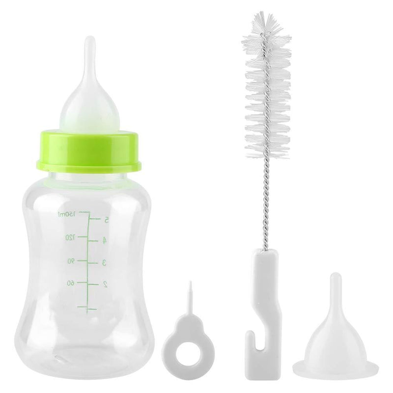 Oumefar 4pcs/ Set Pet Milk Bottle Silicone Transparent Durable Milk Nursing Care Bottle with Replacement Nipple Cleaning Brush Feeder for Newborn Pet Dog Cat 150ml - PawsPlanet Australia