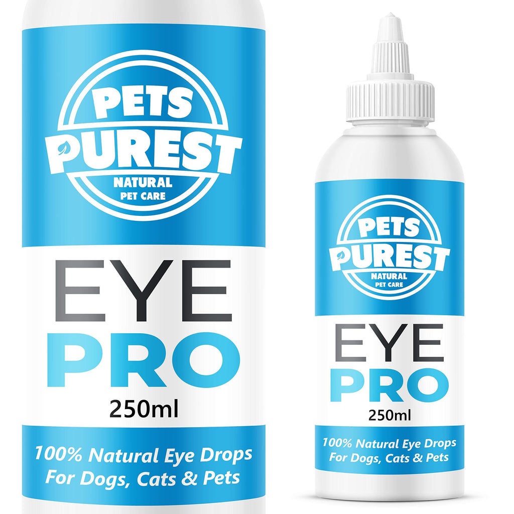 Pets Purest Eye Drops for Dogs, Cats & Pet - 100% Natural Eye Wash Cleaning Treatment Solution for Itchy, Irritated and Watery Eyes. Fast 3-Day Results for Pets and Animals (250ml) - PawsPlanet Australia