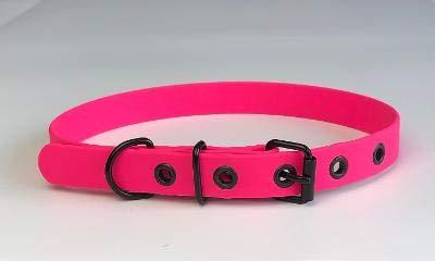 KLASSY K9 CERISE PINK/BLACK BIOTHANE BUCKLE DOG COLLAR 19"-23" 48CM-58CM 25MM WIDE LARGE WATERPROOF HYPOALLERGENIC VEGAN DURABLE - PawsPlanet Australia