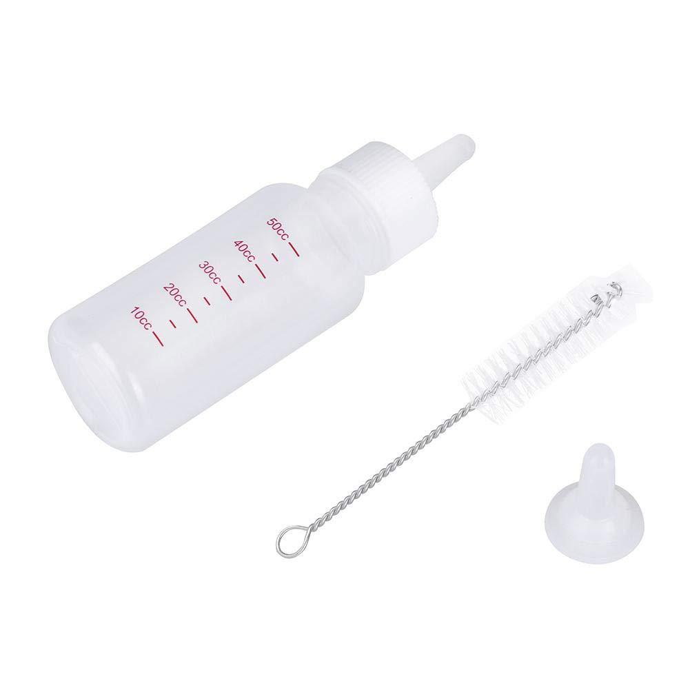 Oumefar 50ml Pet Nursing Feeding Bottle Newborn Pet Milk Feeding Bottle Milk Feeder With Brush Small Dog Puppy Cat Kitten Pet Supplies - PawsPlanet Australia