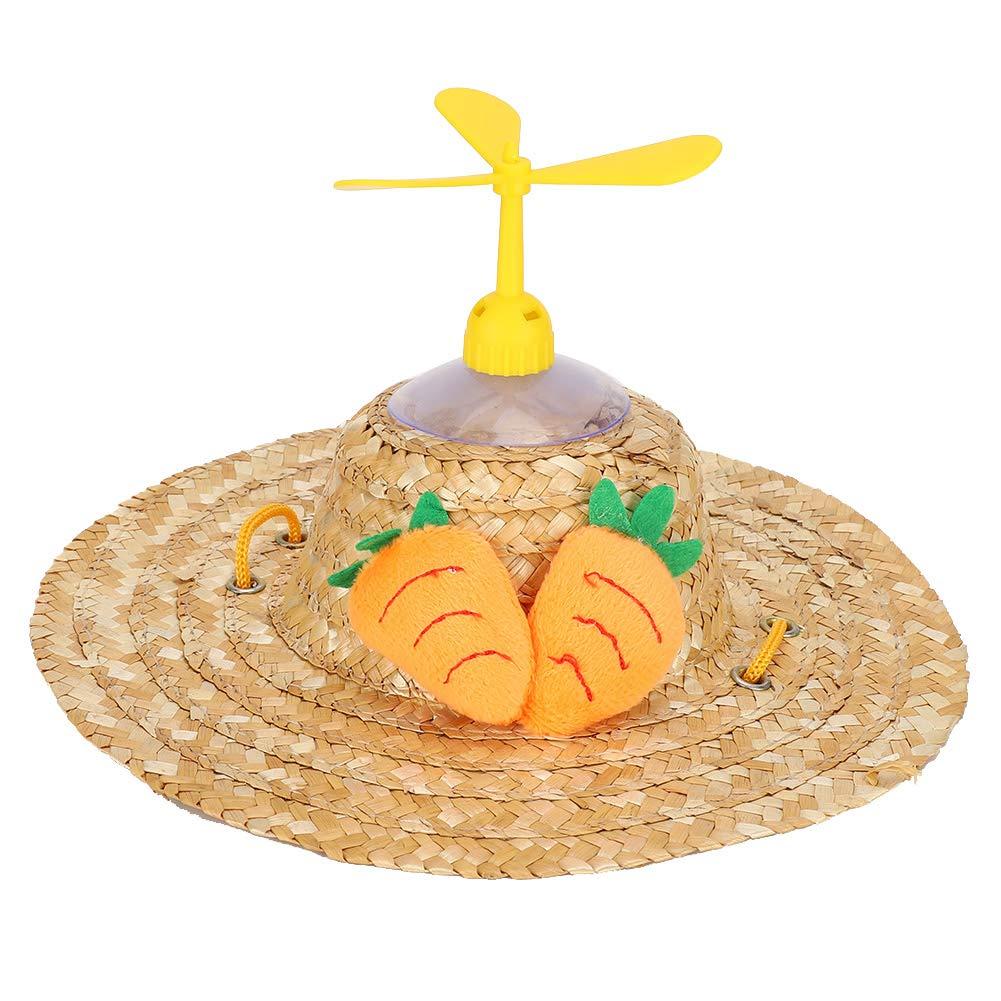 DERCLIVE Sombrero dog hat, Cat Dog Straw Sun Hat Hawaii Style Sombrero Hats with Bamboo Dragonfly Pet Accessories(Carrot L) - PawsPlanet Australia