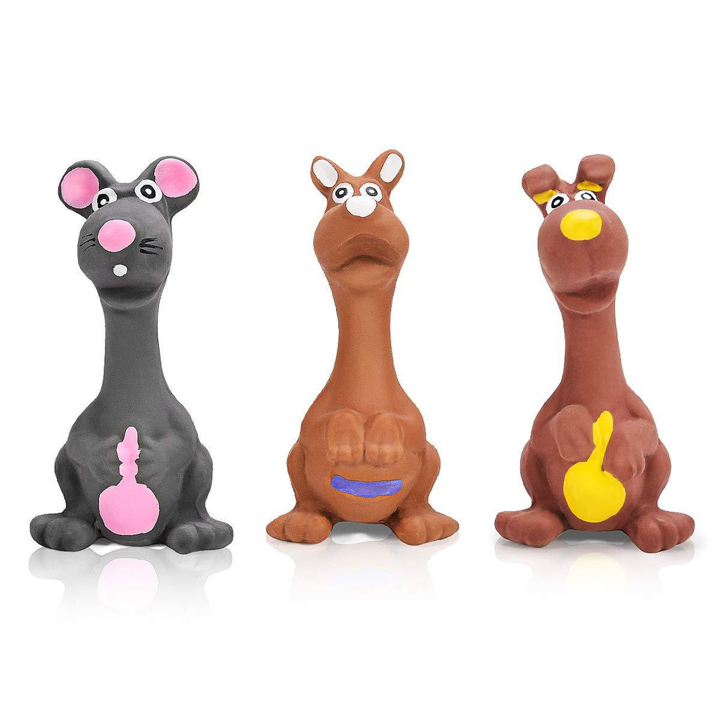 Feeko Squeaky Latex Dog Toys for Puppies, 3 Pack Kangaroo&Mouse Puppy Chew Toys with Squeakers, Funny Small Dog Toys for Puppies Safe Puppy Toys Interactive Fetch Play Small Dog Toy Assorted - PawsPlanet Australia