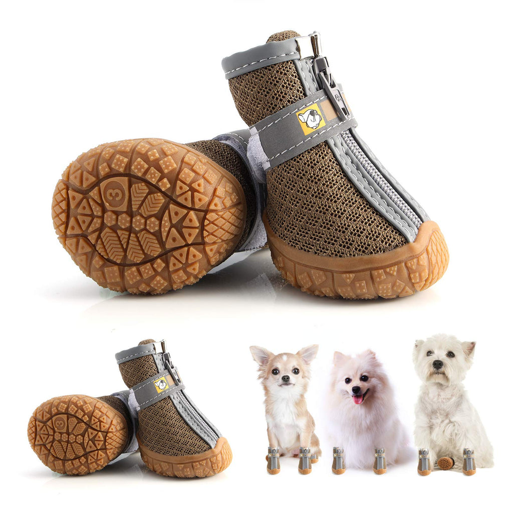 Hcpet Dog Boots Paw Protector, Anti-Slip Breathable Dog Shoes for Small Medium Dogs with Reflective Straps, Waterproof Puppy Booties 4Pcs Army Green 1.10"*1.37" - PawsPlanet Australia