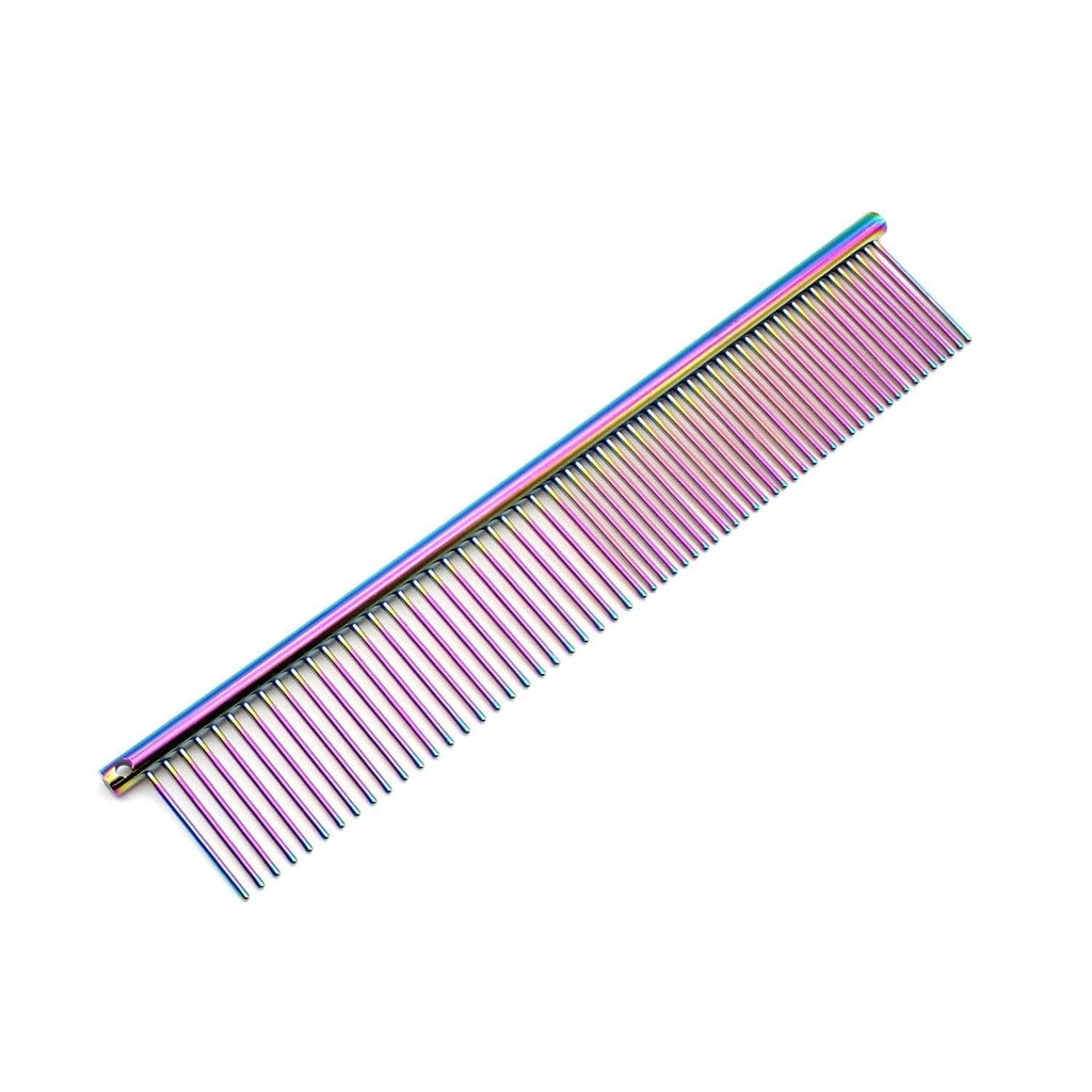 S-H ARTISAN-SH Pet Stainless Steel Comb Cat and Dog Grooming Comb, With Round Teeth Can Clean Hair and Prevent Knotting, Suitable for All Kinds of Pets, Wide Teeth and Tight Teeth Dog Combs (7.4 in) - PawsPlanet Australia