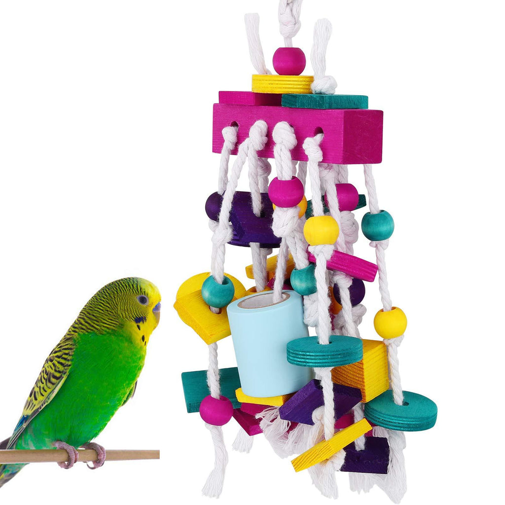 Pawaboo Pet Bird Chewing Toys, Parrot Cage Bite Toys, Bird Tearing Entertaining Toys, Multicolored Wooden Block Tearing Toys for Small and Medium Parrots and Pet Birds, Colorful - PawsPlanet Australia