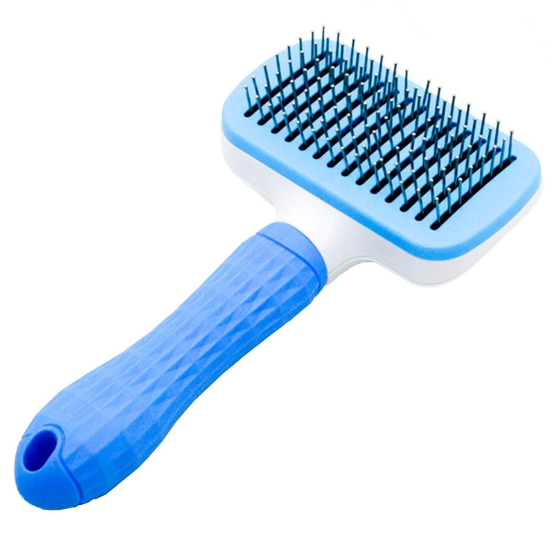 XUBX Dog Comb Brush, Slicker Puppy Pet Grooming Brush, One Button Self Cleaning, Bigger Massage Dots, Shedding Grooming Tools Daily Care for Dogs & Cats with Medium Long Hair - PawsPlanet Australia