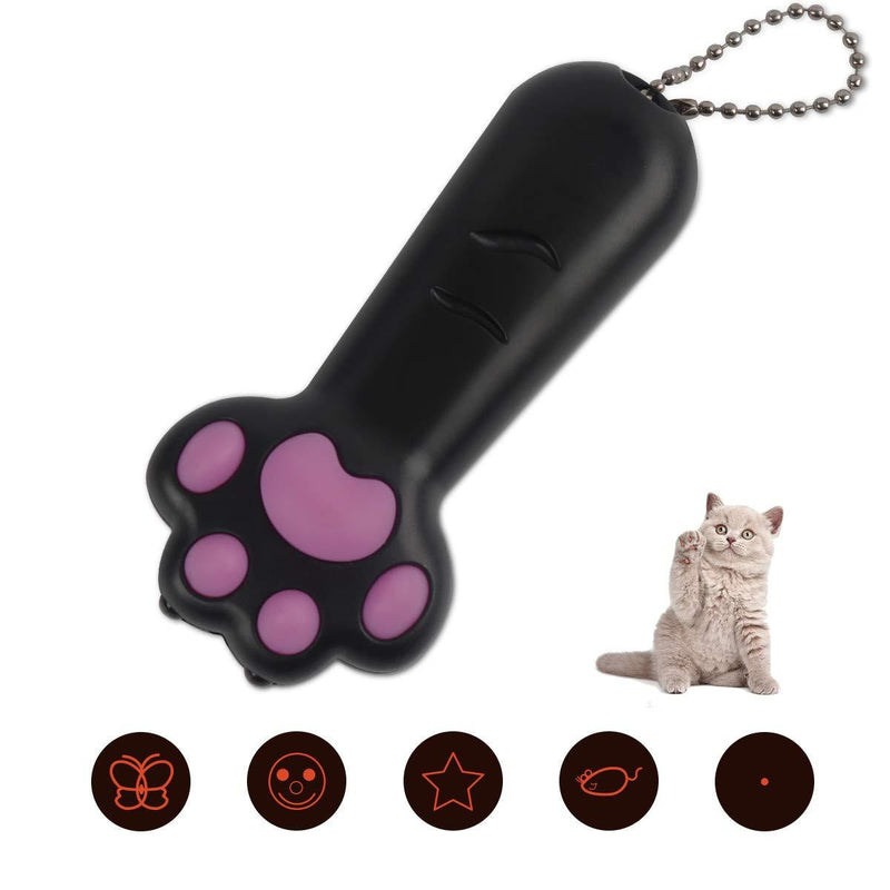 KETIEE Interactive Cat Toy - Multifunction Paw Shape Battery Operated Cat Exercise Toy Cat Dog Chaser Toys Pet Training Tool Cats Tracker LED Lighting Toy, Black - PawsPlanet Australia