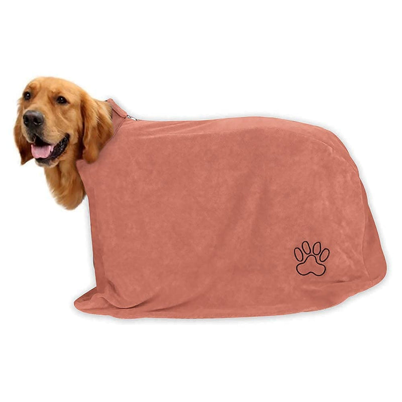 E.T. Dog Drying Bag, Dog Towels Robe Bag，Dog Bathrobe Towel ，Microfibre Fast Drying Coat, Dog Absorbent Towel, Absorb Moisture Quickly. «M» 68x53cm Pink - PawsPlanet Australia