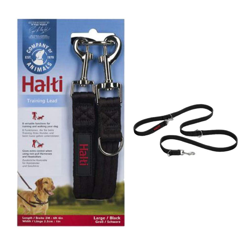 KRISP Dog 2m Long Strong Training Lead Leash 8 Function Walking Small Large (Large, Black) - PawsPlanet Australia