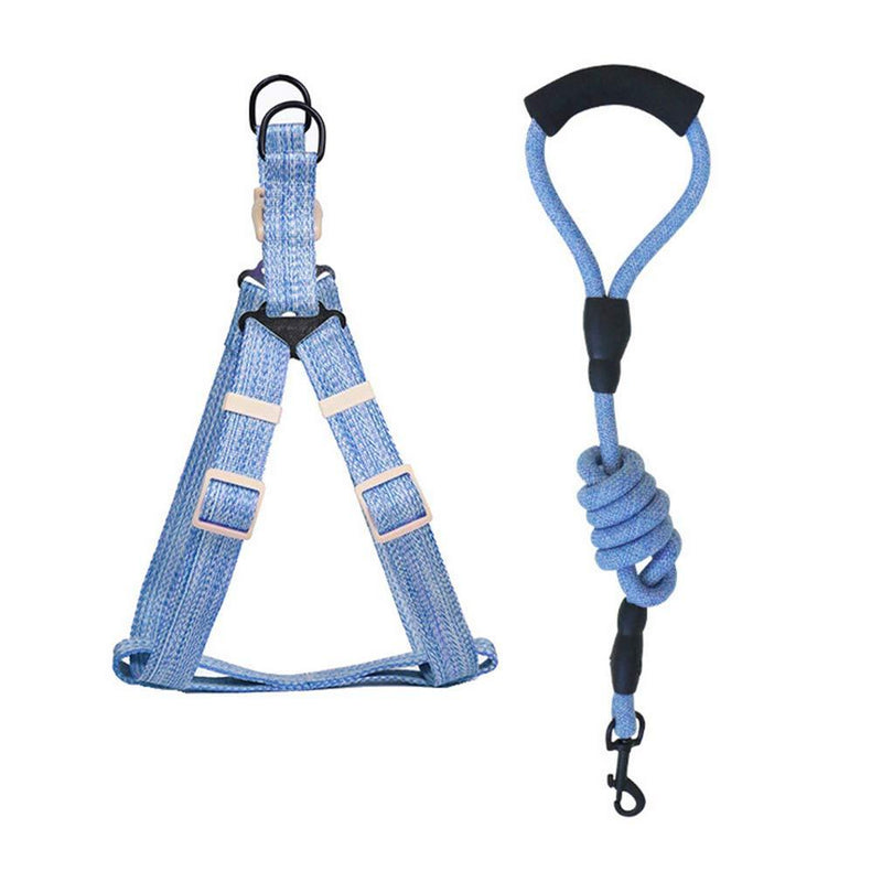 N / A Adjustable Dog Harness Classic Solid Color Leashes for Dogs No Pull Reflective Breathable Dog Leash Pet Vest Harness Set Large Blue - PawsPlanet Australia