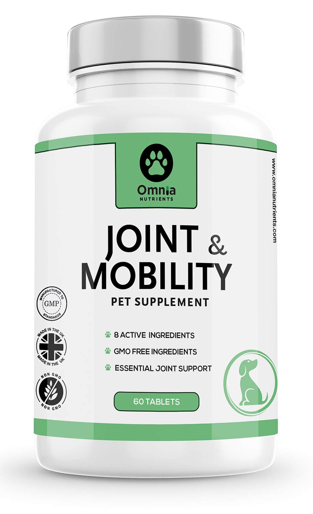 Omnia NUTRIENTS Dog Joint Care Supplements, Glucosamine for Dogs, Natural Chondroitin & Green Lipped Mussel, Joint aid for Dogs, 8 Active Ingredients, 60 Dog Supplements Tablet - PawsPlanet Australia
