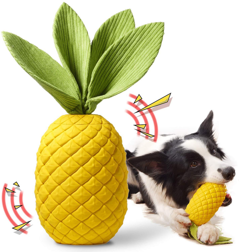 Rmolitty Dog Toys, Interactive Dog Chew Toys for Aggressive Chewers, Pineapple Super Durable Rubber Squeaky Toys for Large Medium Dogs (pineapple) - PawsPlanet Australia