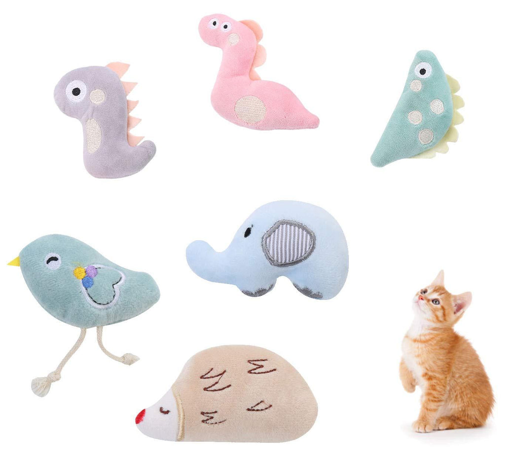 Greyoe Catnip Toys for Cats 6pcs Interactive Plush Cat Toys Animal Shape Catnip Chew Toy Cat Entertaining Toys Set Soft Plush Cat Pillow for Cat Kitten Teeth Cleaning Playing Chewing - PawsPlanet Australia