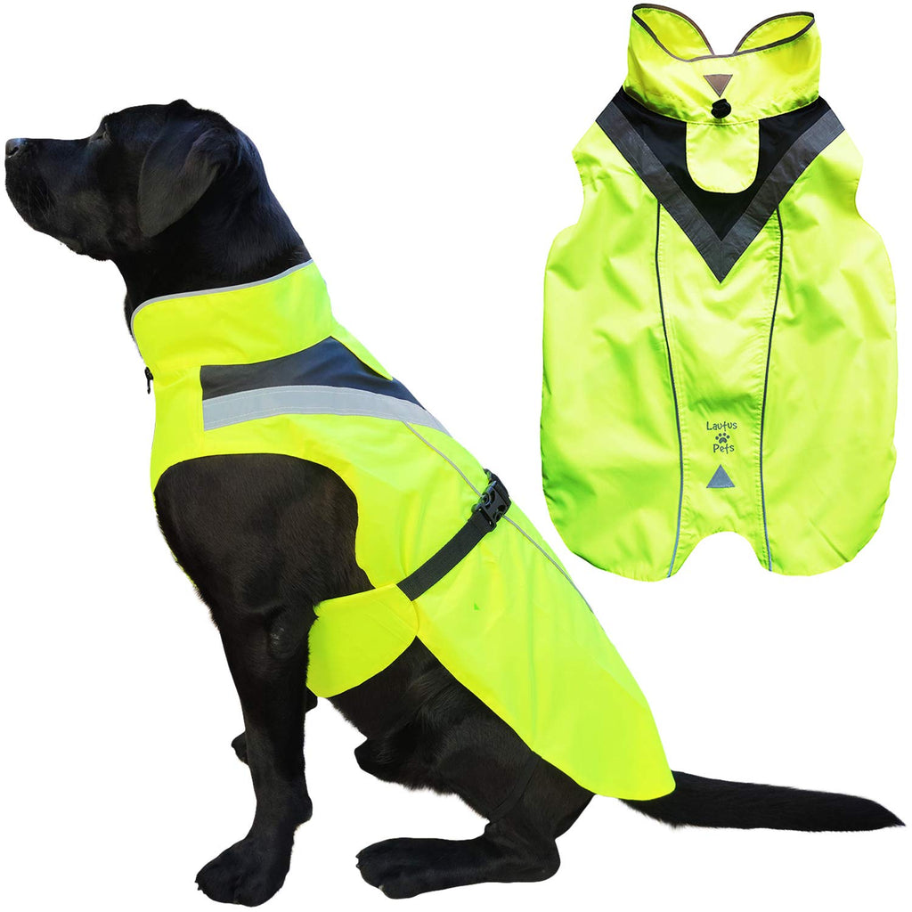 Lautus Pets Dog Rain Coat - Waterproof, Reflective, Bright Yellow with Harness Hole (S, Yellow) S - PawsPlanet Australia