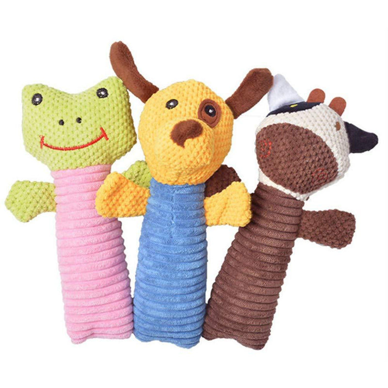 N\A 3 Pieces Pet Toy Dog Squeak Toy Puppy Chew Toy Plush Interactive Toy Small and Medium-Sized Dog Plush Toy (Cow Dog Frog) - PawsPlanet Australia