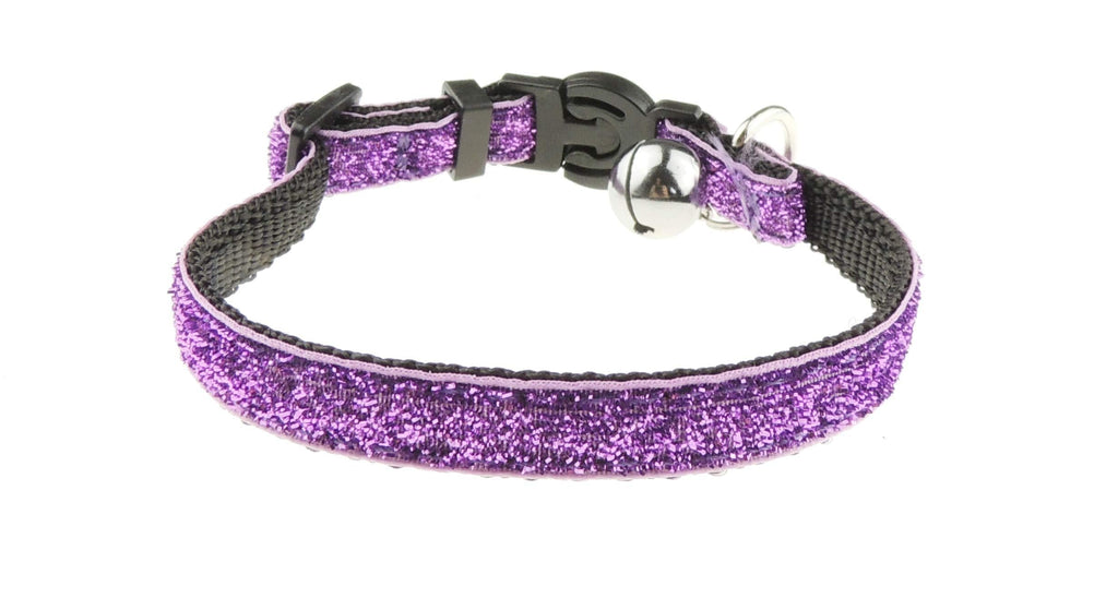 Glamour Girlz Sparkly Adjustable Break Away Safety Bell SMALL Cat Kitten Collar (Purple) Purple - PawsPlanet Australia