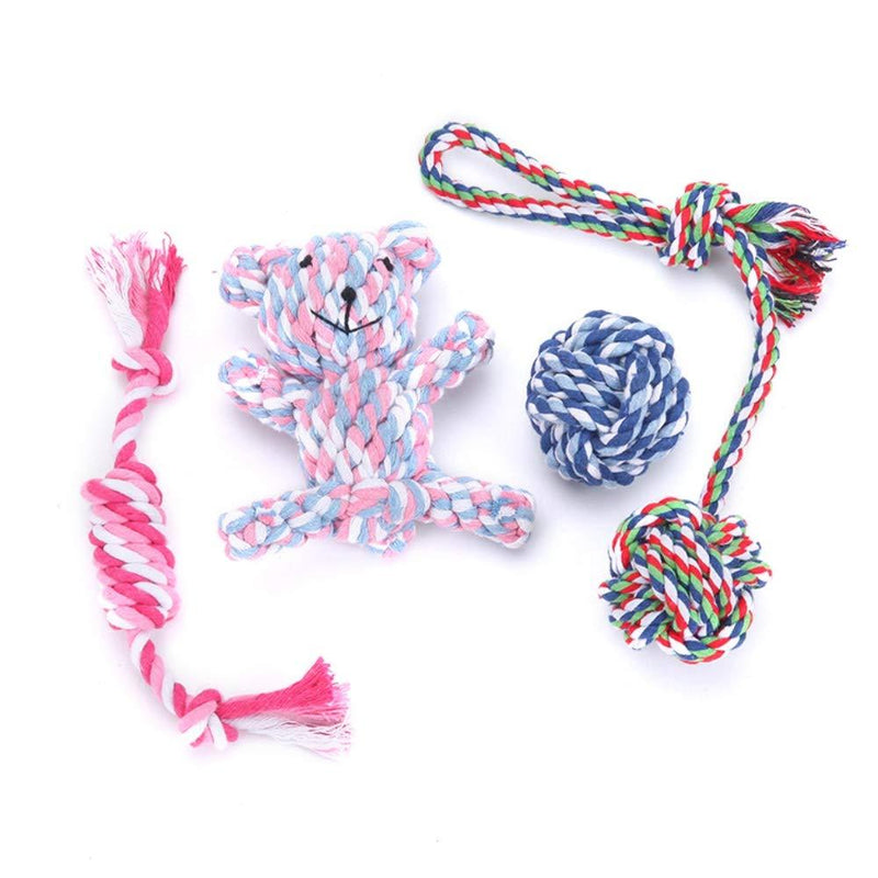 Dog Rope Toy Dog Toys Indestructible Dog Chew Toys Dog Toys for Boredom for Small Dogs and Puppy for Aggressive Chewers Set Pink Ball Strong - PawsPlanet Australia