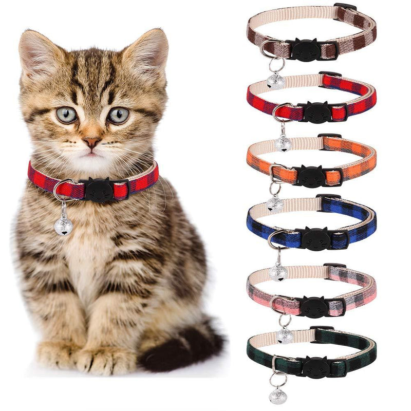 Heyu-Lotus Quick Release Cat Collars with Bell, Adjustable Breakaway Buckle Kitten Safety Collars Plaid Pattern Pet Collars, Perfect for Small Cats, Kitties, Puppies - PawsPlanet Australia