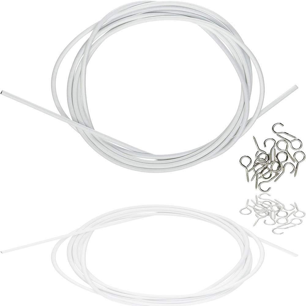 XEN LABS Curtain Wire, White, 3 Metres Including Hooks, Multi-Purpose Voile Wire/Cable, Cut to Size Net Curtain Wire. Perfect for Hanging up Net Curtains All Around Your Home - PawsPlanet Australia