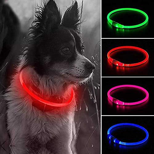Edary LED Dog Collar with USB Rechargeable Glowing Pet Night Safety Collar Cuttable Reflective Light up Collars for Small Medium Large Dogs (Red) Red - PawsPlanet Australia