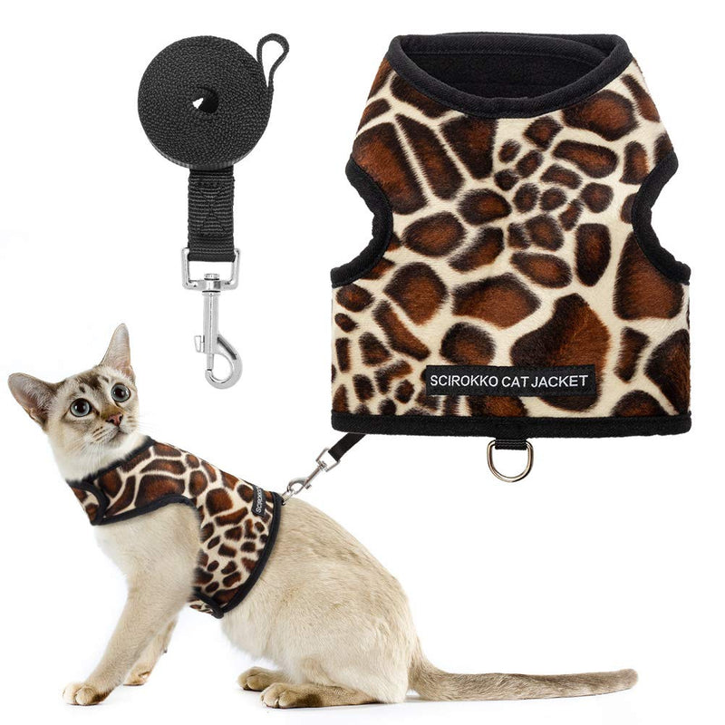 SCIROKKO Cat Harness and Lead - Escape Proof Adjustable Cat Harnesses Best Air Soft Mesh, Leopard Pattern for Kittens Cats Outdoor Walking - PawsPlanet Australia