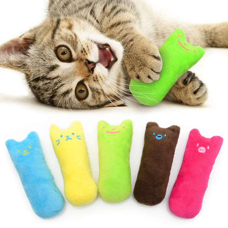 AnCoSoo Catnip Toys for Cats, 5 Pack Cat Plush Scratch Playing Chewing Teeth Cleaning with strong catnip fish, Pillow Pet Catnip Grinding Chew Toys 01 - PawsPlanet Australia