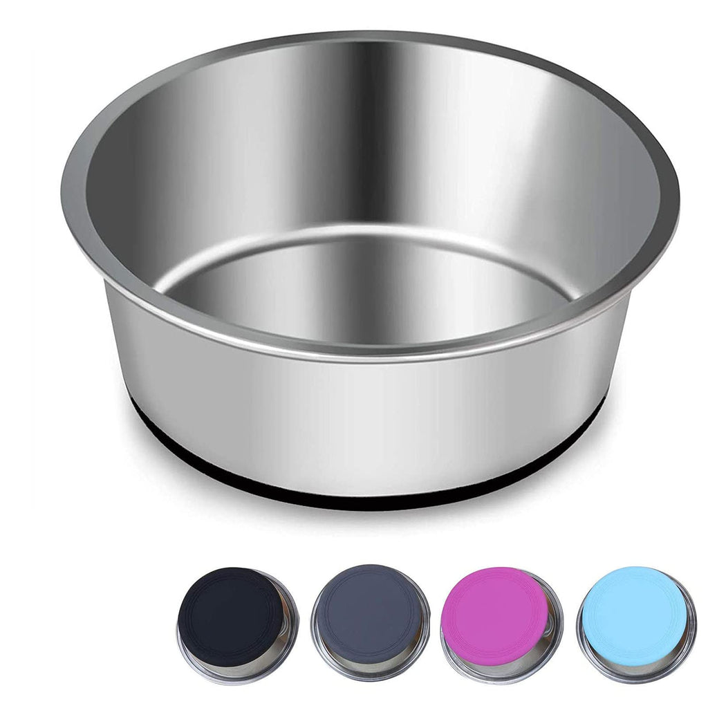 SUOXU Thick Stainless Steel Dog Bowls, Big Dog Bowl Pet Feeding Bowls Dog Cat Plate Bowls With Non-slip silicone Bases,medium and large Dog Feeder Bowls and Water Bowls(L-20CM) L Black - PawsPlanet Australia