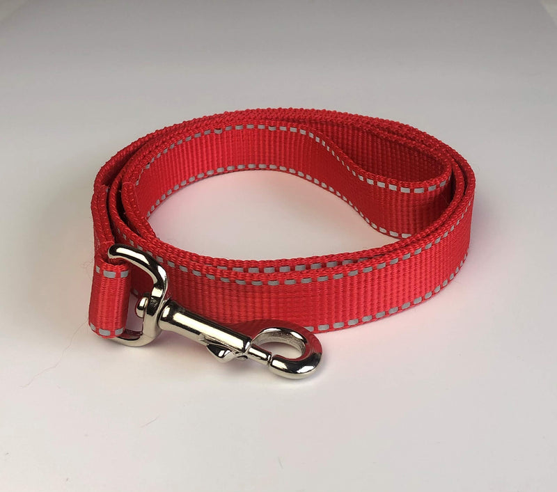 KLASSY K9 DOG LEAD RED REFLECTIVE WEBBING 1" WIDE - PawsPlanet Australia