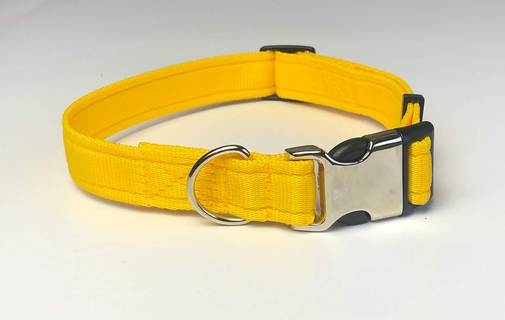 KLASSY K9 DOG COLLAR YELLOW WEBBING LARGE 1" WIDE - PawsPlanet Australia