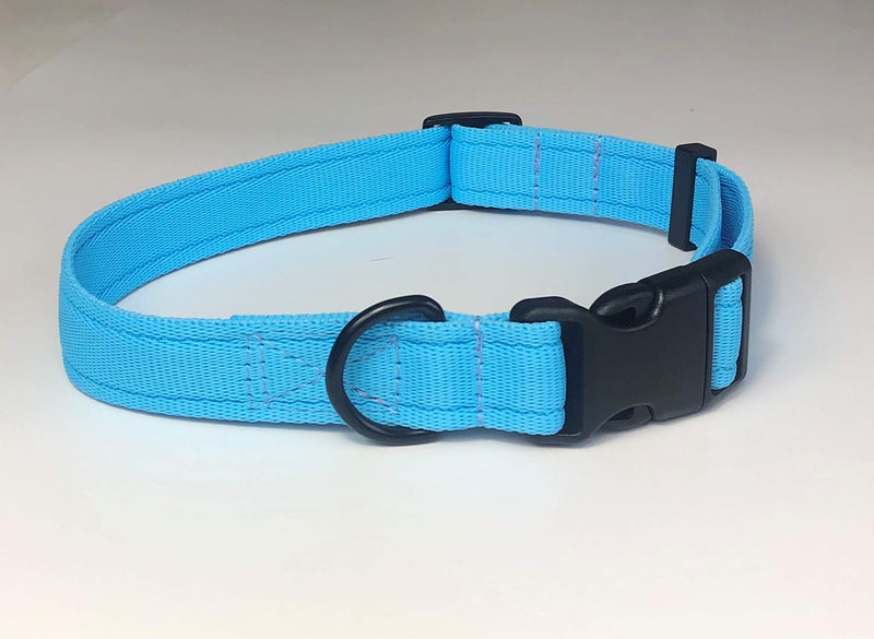 KLASSY K9 DOG COLLAR SKY BLUE WEBBING LARGE 1" WIDE - PawsPlanet Australia