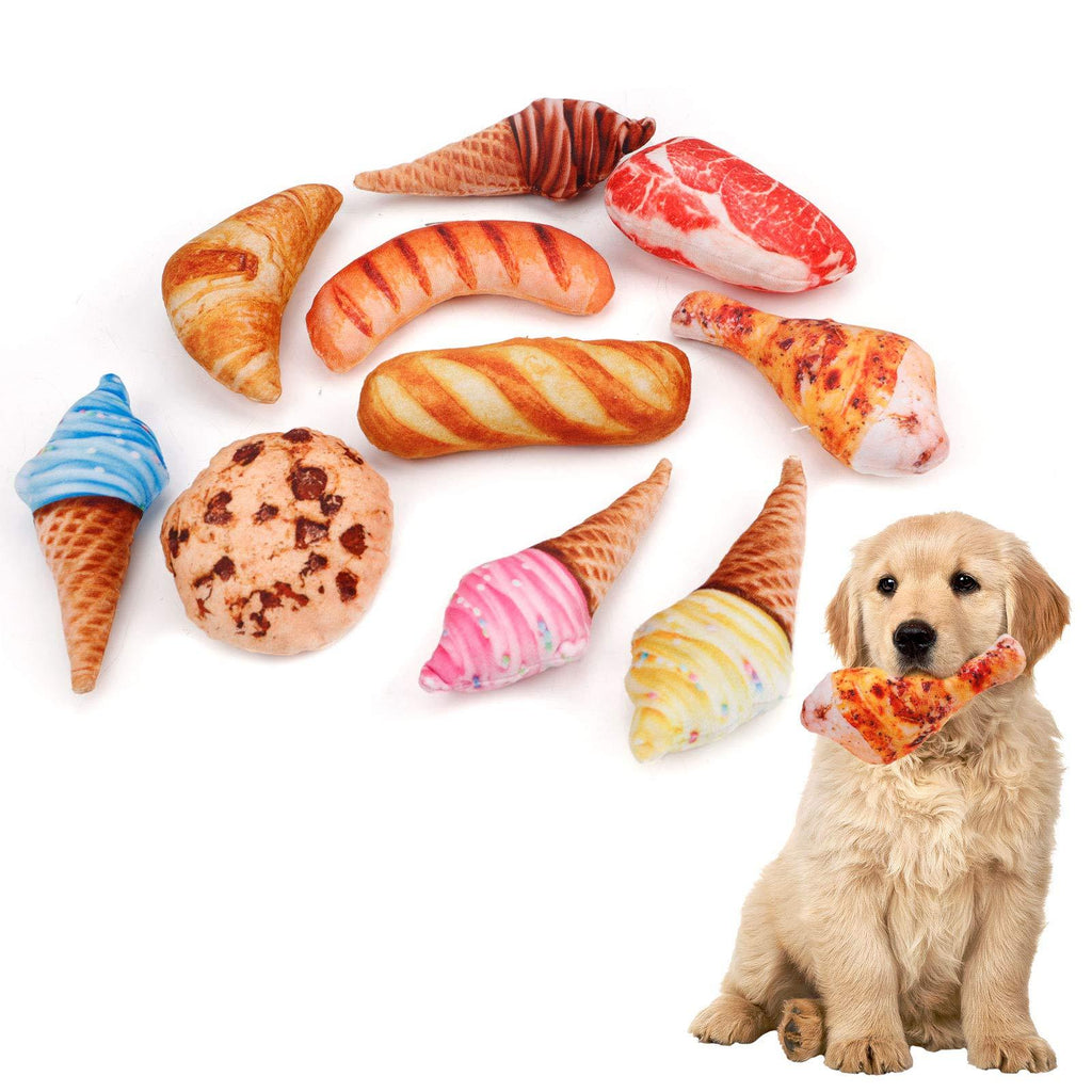 10 Pcs Simulation Food Dog Toys for Boredom, Indestructible Dog Toys for Puppy Chews, Puppy Toys Squeaky, Novelty Gifts for Dogs - PawsPlanet Australia