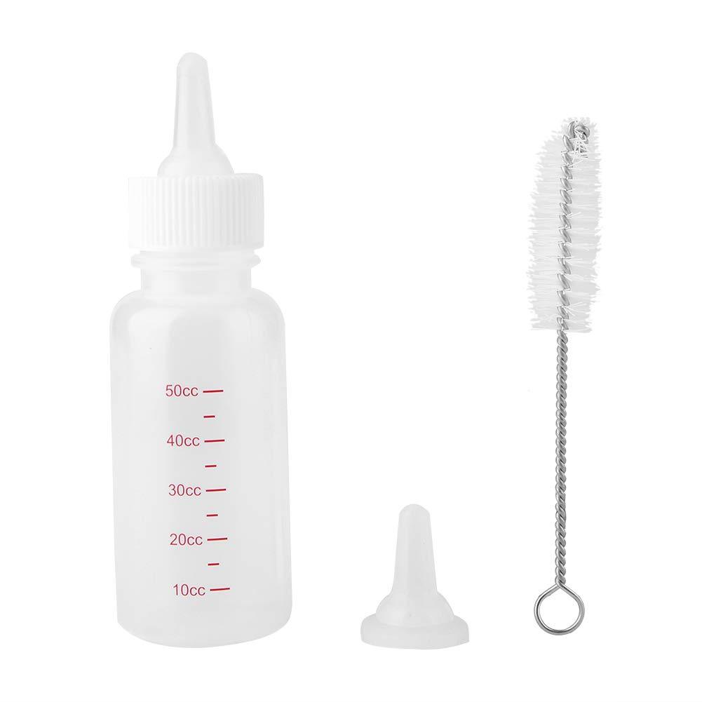 Oumefar 50ml Dog Cat Milk Feeding Bottle Puppy Kitten Newborn Animal Nursing Care Set Pet Supply with Brush Plastic Small Pet Feeder - PawsPlanet Australia