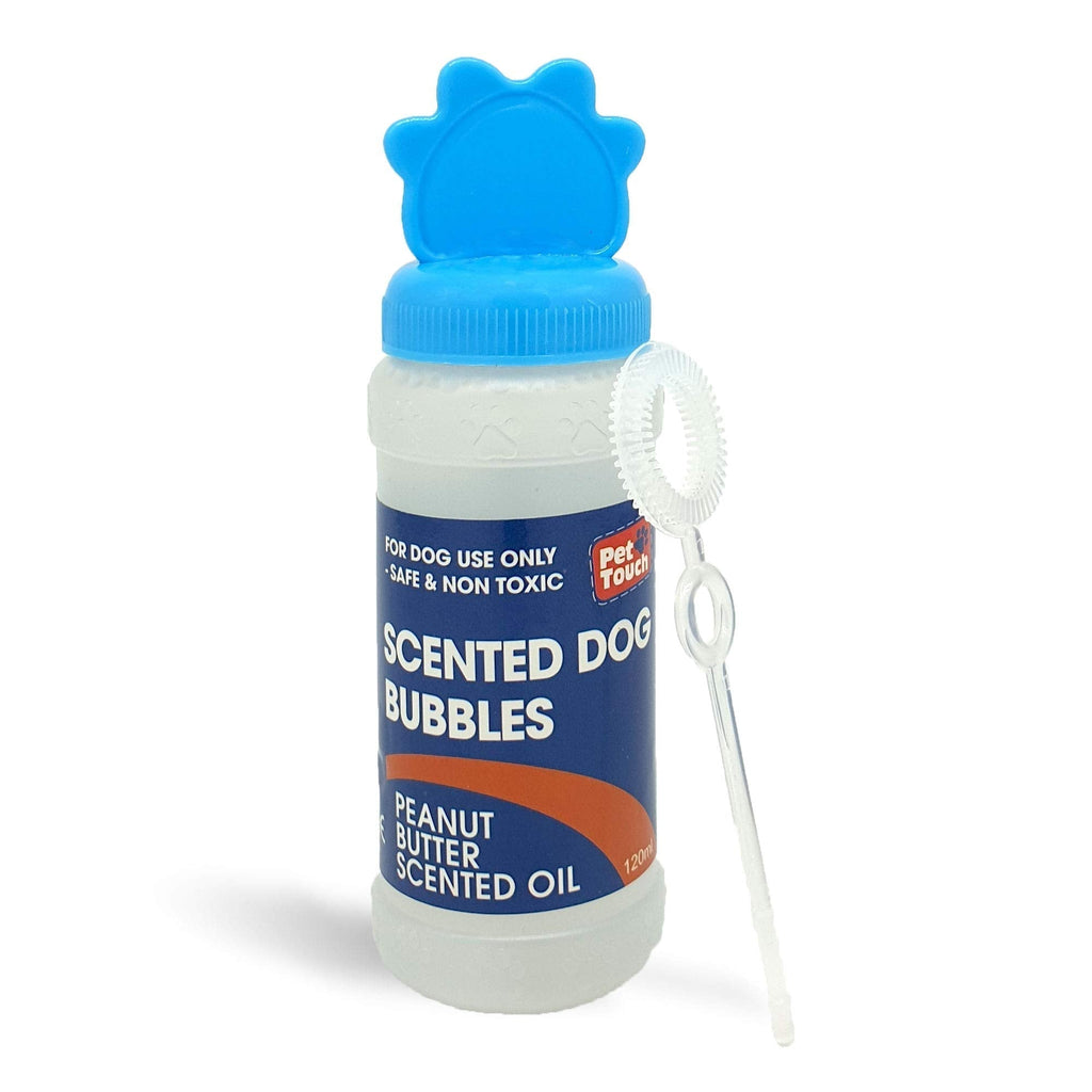 120 ml Blowing Bubbles for Dogs that contains SCENTED in BEEF and PEANUT BUTTER for Pet Interactive Play (PEANUT BUTTER, Blue (120 ml)) - PawsPlanet Australia